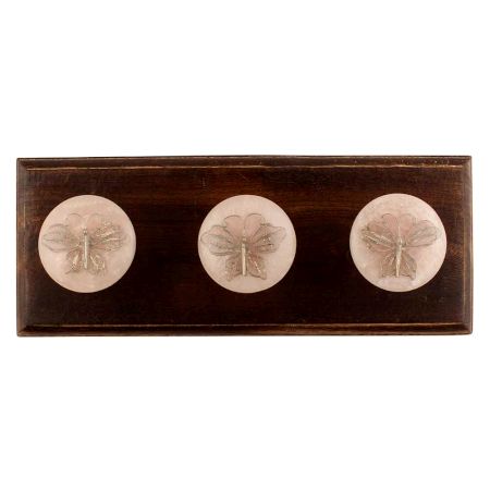 Silver Butterfly Resin Wooden Hooks